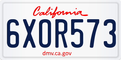 CA license plate 6XOR573