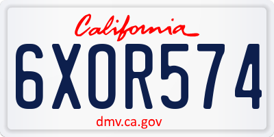 CA license plate 6XOR574