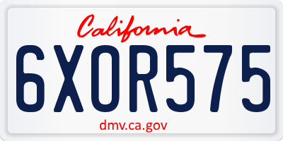 CA license plate 6XOR575