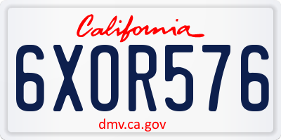 CA license plate 6XOR576