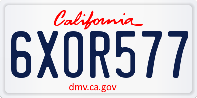 CA license plate 6XOR577