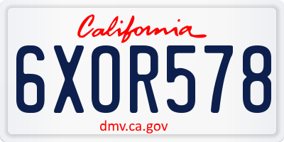 CA license plate 6XOR578