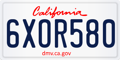 CA license plate 6XOR580