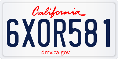 CA license plate 6XOR581