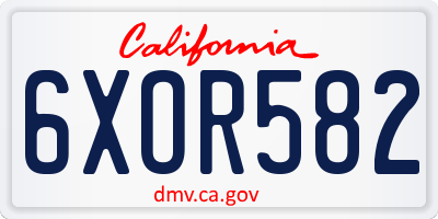 CA license plate 6XOR582