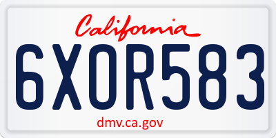 CA license plate 6XOR583