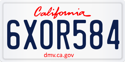 CA license plate 6XOR584
