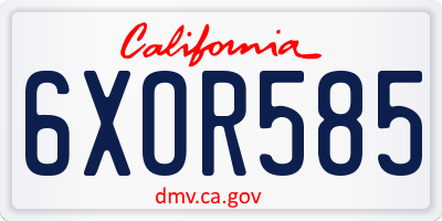 CA license plate 6XOR585
