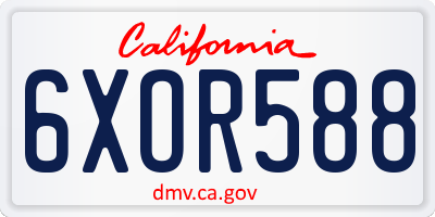 CA license plate 6XOR588