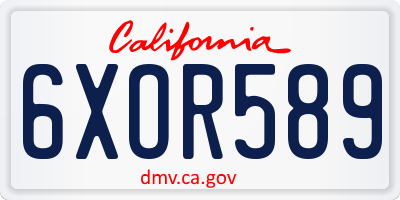 CA license plate 6XOR589