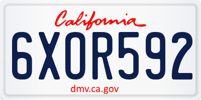 CA license plate 6XOR592