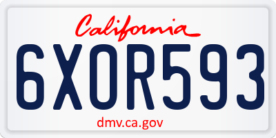 CA license plate 6XOR593