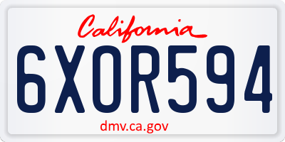 CA license plate 6XOR594