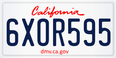 CA license plate 6XOR595