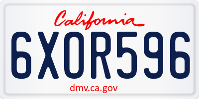 CA license plate 6XOR596