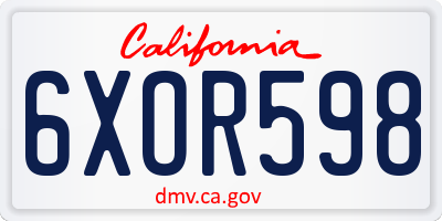 CA license plate 6XOR598