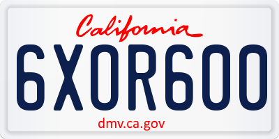 CA license plate 6XOR600