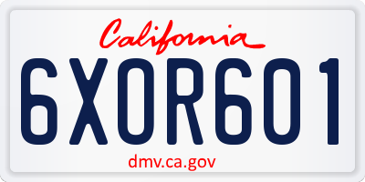 CA license plate 6XOR601
