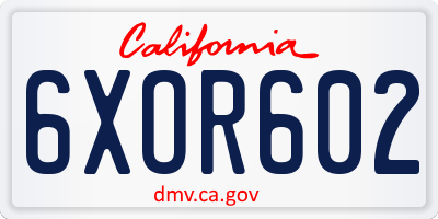 CA license plate 6XOR602