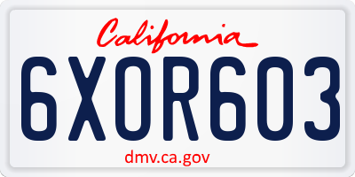 CA license plate 6XOR603