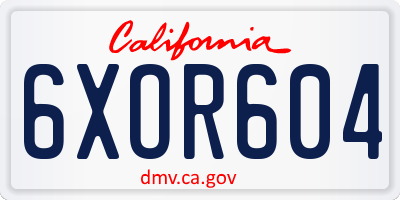 CA license plate 6XOR604