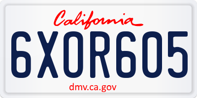 CA license plate 6XOR605
