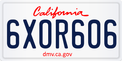 CA license plate 6XOR606