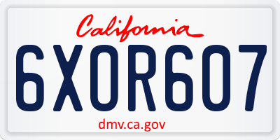 CA license plate 6XOR607