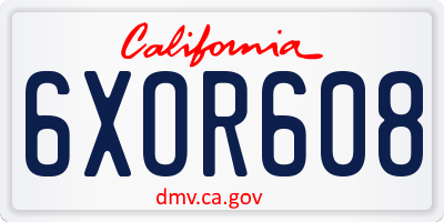 CA license plate 6XOR608