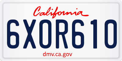 CA license plate 6XOR610