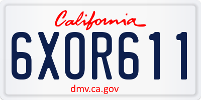 CA license plate 6XOR611