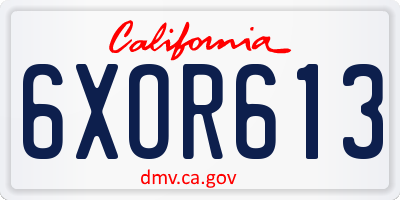 CA license plate 6XOR613
