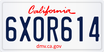 CA license plate 6XOR614