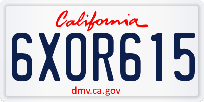 CA license plate 6XOR615