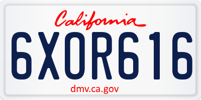 CA license plate 6XOR616