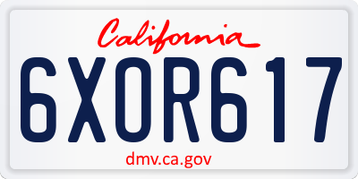 CA license plate 6XOR617