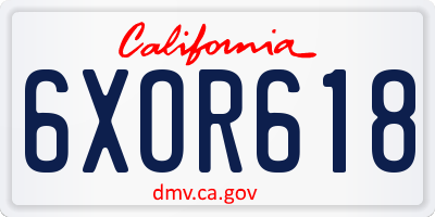 CA license plate 6XOR618
