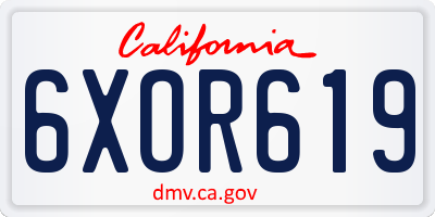 CA license plate 6XOR619