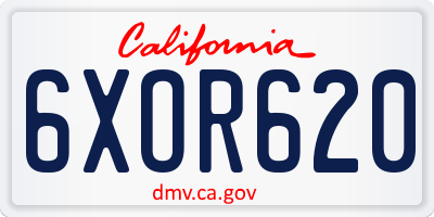 CA license plate 6XOR620