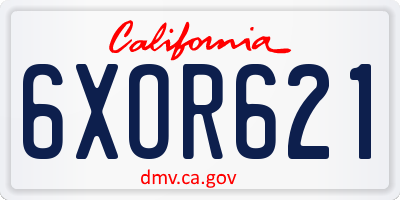 CA license plate 6XOR621