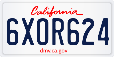 CA license plate 6XOR624