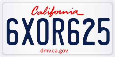 CA license plate 6XOR625