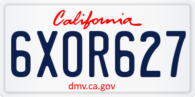 CA license plate 6XOR627