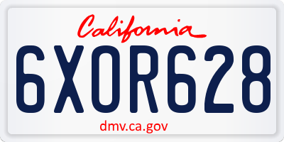 CA license plate 6XOR628