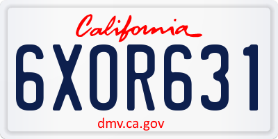CA license plate 6XOR631