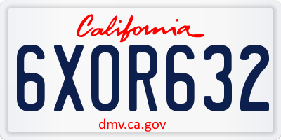 CA license plate 6XOR632