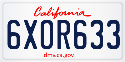 CA license plate 6XOR633