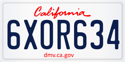 CA license plate 6XOR634