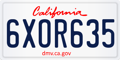 CA license plate 6XOR635