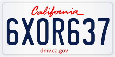 CA license plate 6XOR637